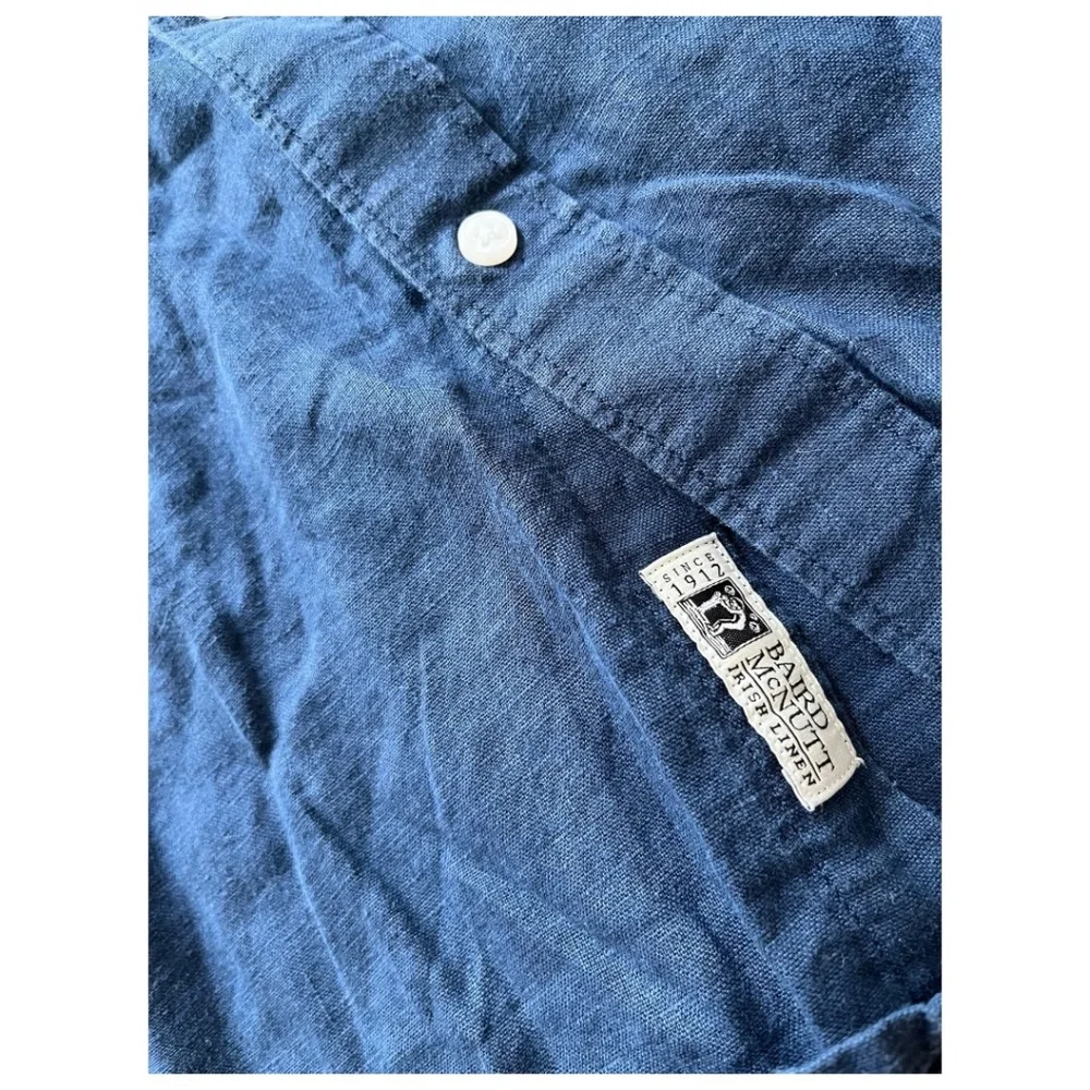 J Crew Irish Linen Blue Button Down Oversized Shirt Size Large - Picture 8 of 9